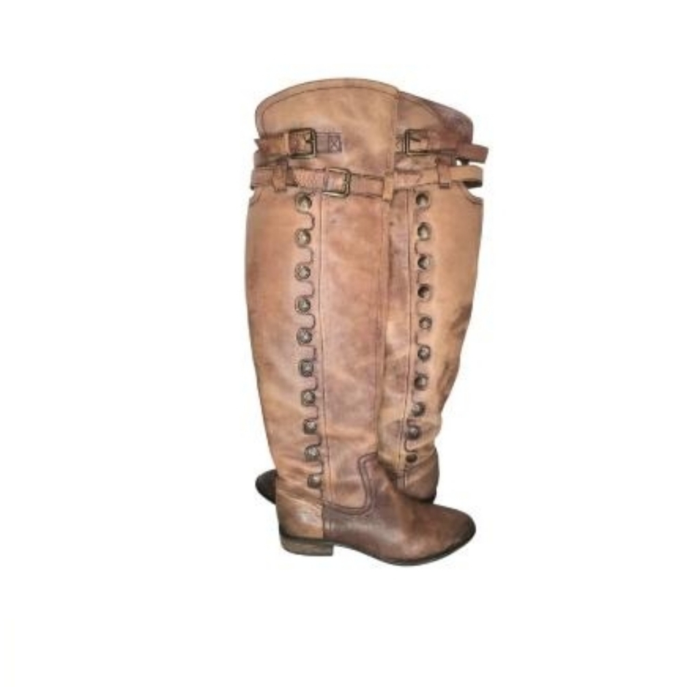 Sam Edelman Over Knee Pierce Whiskey Brown Leather Tall Riding Boot Women 7.5 - Picture 2 of 14